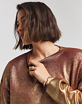 Simply Be X Twisted Wunder Gold Metallic Foil Jumper