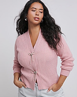 Pink Diamante Bow Cardigan