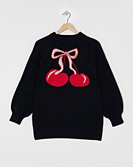 Black Cherry Graphic Longline Jumper