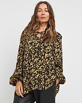 Womens Viscose Tie Detail Blouse- Animal