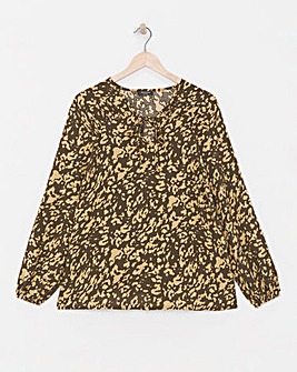 Womens Viscose Tie Detail Blouse- Animal