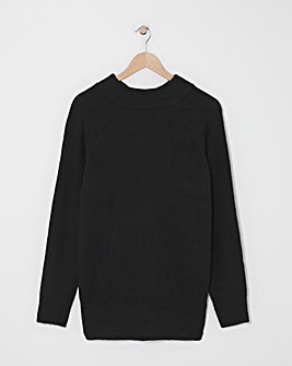 Black Satin Bow Back Longline Jumper