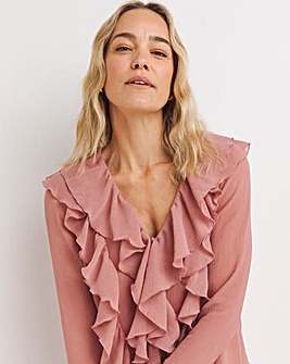 Womens Chiffon Ruffle Detail Blouse - Berry