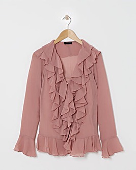 Womens Chiffon Ruffle Detail Blouse - Berry