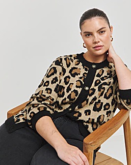 Natural Leopard Jacquard Cardigan