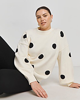 Cream And Black Spot Jumper