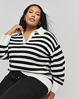 Mono Stripe Collar Detail Jumper