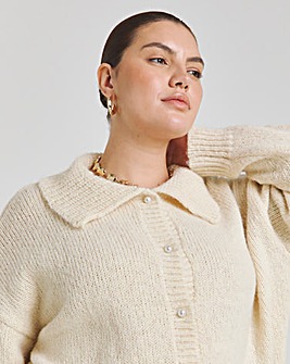 Cream Collar Cardigan