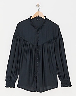 Womens Twill Feminine Blouse - Black