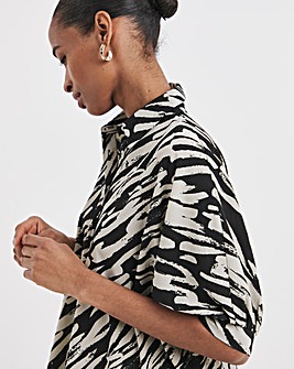 Womens Oversized Blouse - Abstract Zebra