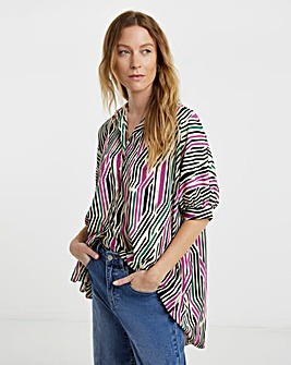 Womens Printed Oversized Blouse - Abstract Print