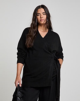 Black Longline Ballet Wrap Cardigan