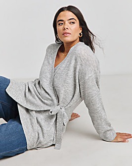 Grey Longline Ballet Wrap Cardigan