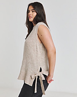 Oatmeal Tie Side Knitted Vest