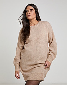 Oatmeal Crew Neck Mini Dress