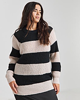 Monochrome Stripe Fluffy Jumper