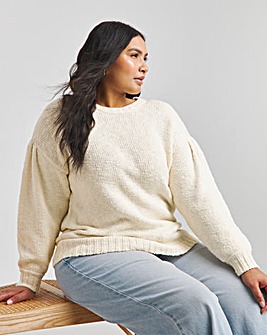 Cream Tuck Sleeve Jumper