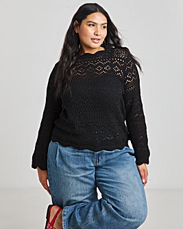 Black Crochet Look Jumper