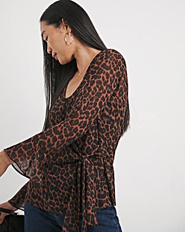 Chiffon Wrap Blouse - Leopard