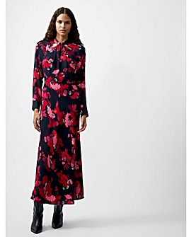 French Connection Foliage Chiara Tie Knot Neck Dress