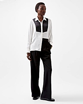 French Connection Chiara Drape Contrast Long Sleeve Shirt