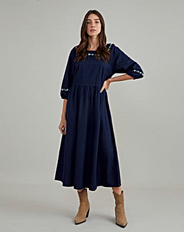 Nobody's Child Garland Embroidered Denim Midi Dress