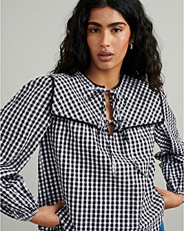 Nobody's Child Gingham Check Birdie Blouse