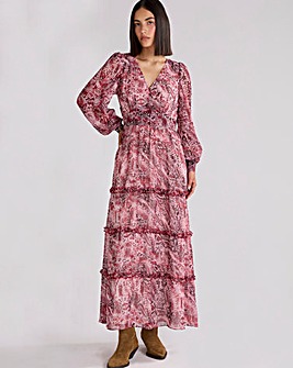 Ro&Zo Snake Print Frill Detail Maxi Dress