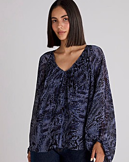 Ro&Zo Snake Print Blouson Sleeve Blouse