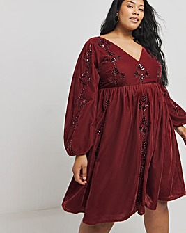 Maya Crushed Velvet Embellished Dress