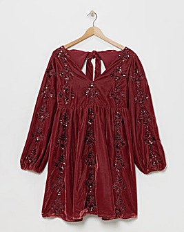 Maya Crushed Velvet Embellished Dress