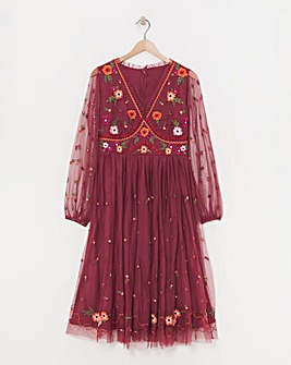 Maya Embroidered Midi Dress