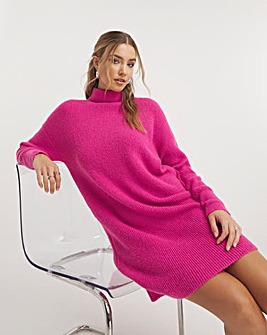 Pink Volume Sleeve Knitted Mini Dress