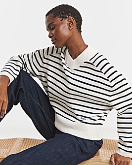 Tommy Hilfiger Mini Stripe V- neck Long Sleeve Sweater