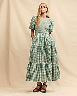 Nobody's Child Green Gingham Tiered Charlie Midaxi Dress