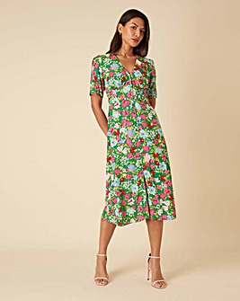 Nobody's Child Alexa Midi Dress Lily Floral Green