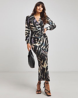 Flounce London Printed Jersey Maxi Dress