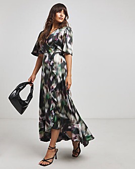 Flounce London Printed Satin Midaxi