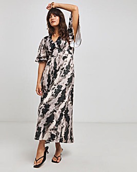 Flounce London Printed Satin Maxi