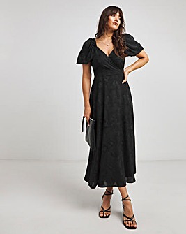 Flounce London Black Printed Midaxi Dress