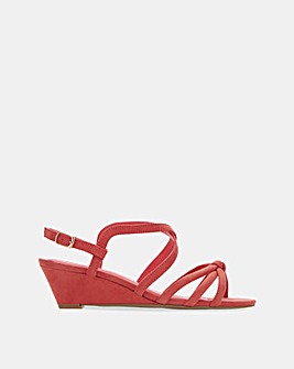 Heavenly Soles Knot Detail Wedge Sandals Wide E Fit