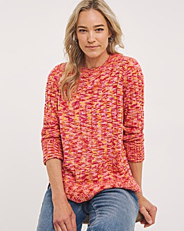 Red Space Dye Crew Neck Jumper