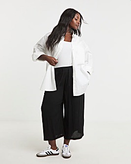 Black Tie Waist Crinkle Culottes