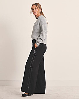 Simply Be Sequin Side Stripe Wide Leg Tousers