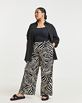 Mono Print Spun Viscose Wide Leg Trousers