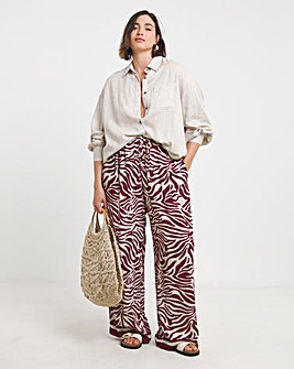 Tie Waist Crinkle Wide Leg Trouser