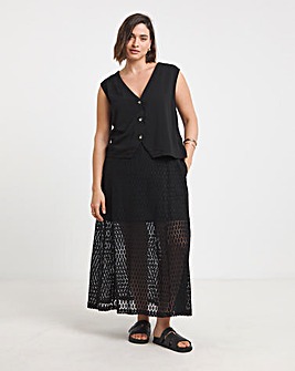 Black Lace Midaxi Aline Skirt