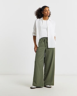 Simply Be Khaki Pinstripe Tie Waist Adjustable Peg Leg Trouser