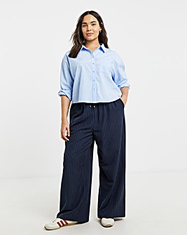 Simply Be Pinstripe Drawstring Wide Leg Trouser