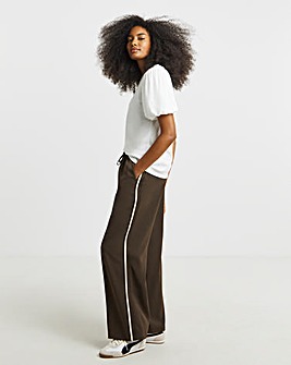 Chocolate Side Stripe Wide Leg Trousers
